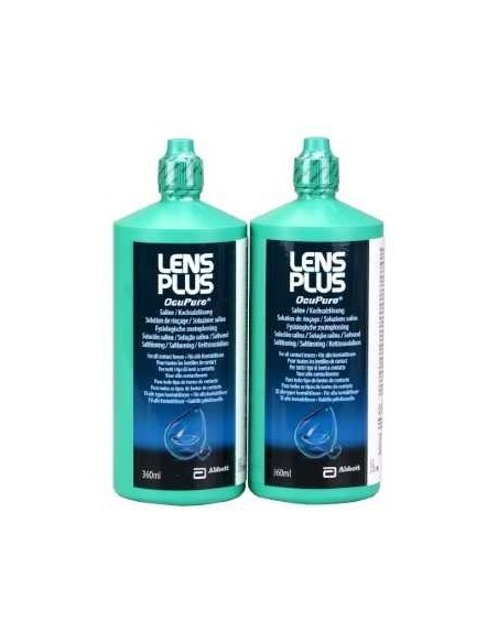 Lens Plus OcuPure Saline 2x360 ml - 12,90 € | Óptica Hispania