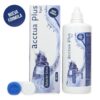 Acctua Plus Hyal 380 ml, es una solución única que limpia, aclara, desinfecta, humecta y conserva todo tipo de lentes de contacto blandas